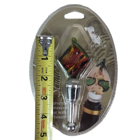 NEW LS Arts Venezia Studio Wine Bottle Stopper Brown 5" Twisted Diamond Square - Picture 6 of 6